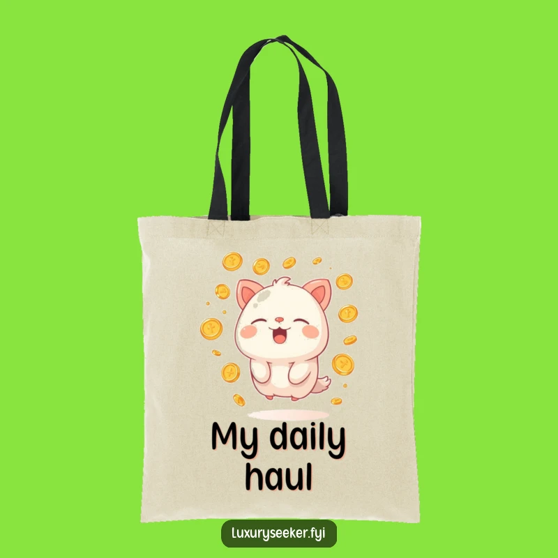 Funny Rich Creature Tote Bag: Gold Coins & Happy Sigh, Perfect Humorous Carry-all