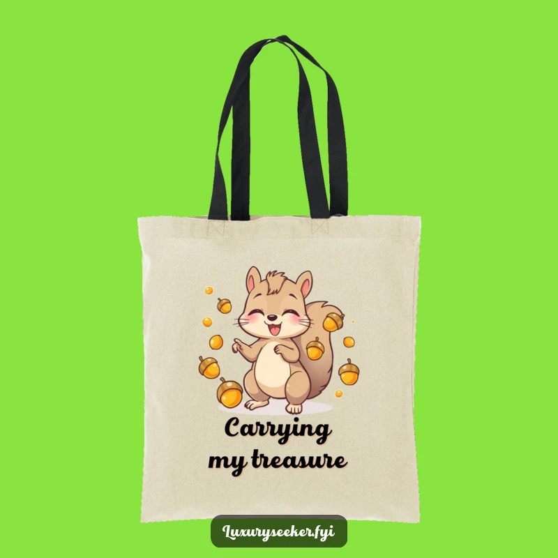 Funny Squirrel Acorn Tote Bag: Playful Juggler Accessory for Errands!