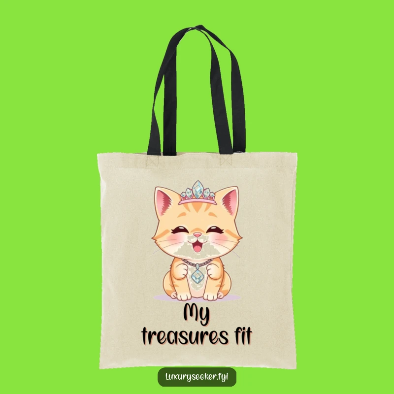 Funny Royal Cat Tiara Tote Bag: Chic Feline Sparkle for Everyday Adventures